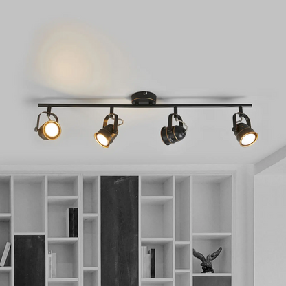 Keturių lempučių Leonor LED lubų šviestuvas, juodos ir auksinės spalvos