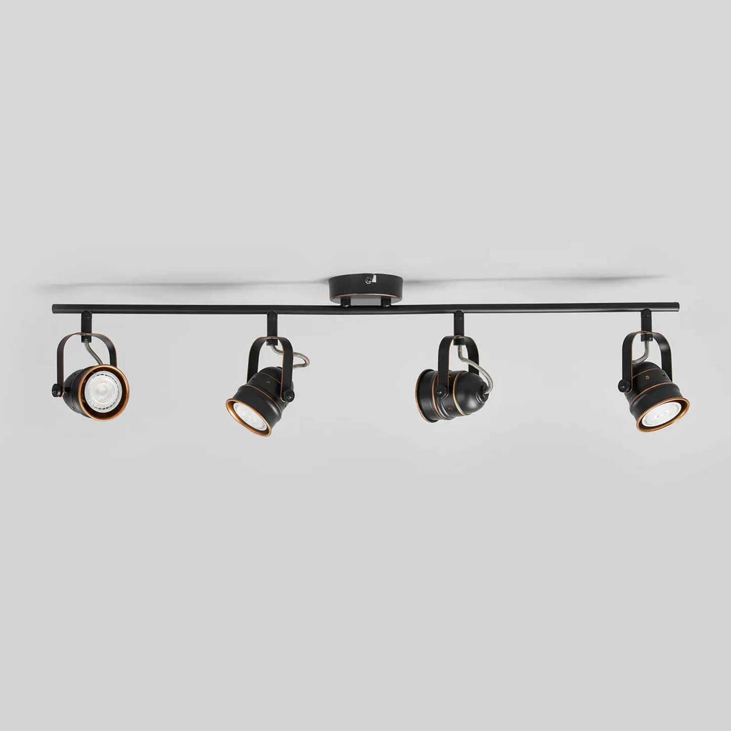 Keturių lempučių Leonor LED lubų šviestuvas, juodos ir auksinės spalvos