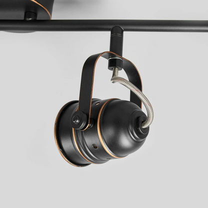 Keturių lempučių Leonor LED lubų šviestuvas, juodos ir auksinės spalvos