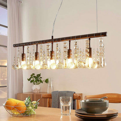 Rūdžių spalvos krištolo pakabinamas šviestuvas Matei, 5 šviestuvai