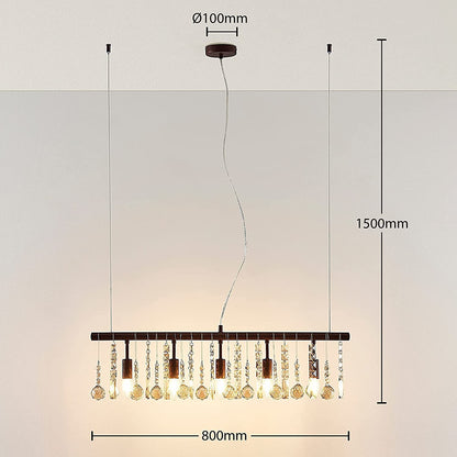 Rūdžių spalvos krištolo pakabinamas šviestuvas Matei, 5 šviestuvai