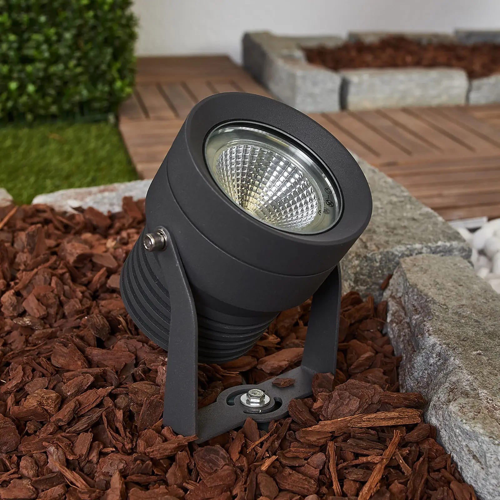 Tamsiai pilkos spalvos LED lauko prožektorius Irina