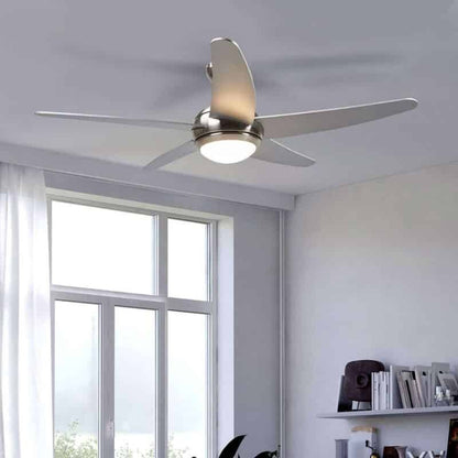 Sidabrinis lubų ventiliatorius Anneka su šviesa