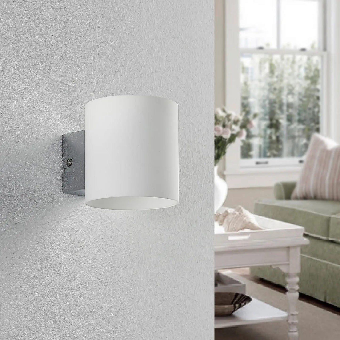 Lindby Gerrit sieninis šviestuvas balto stiklo, apvalus