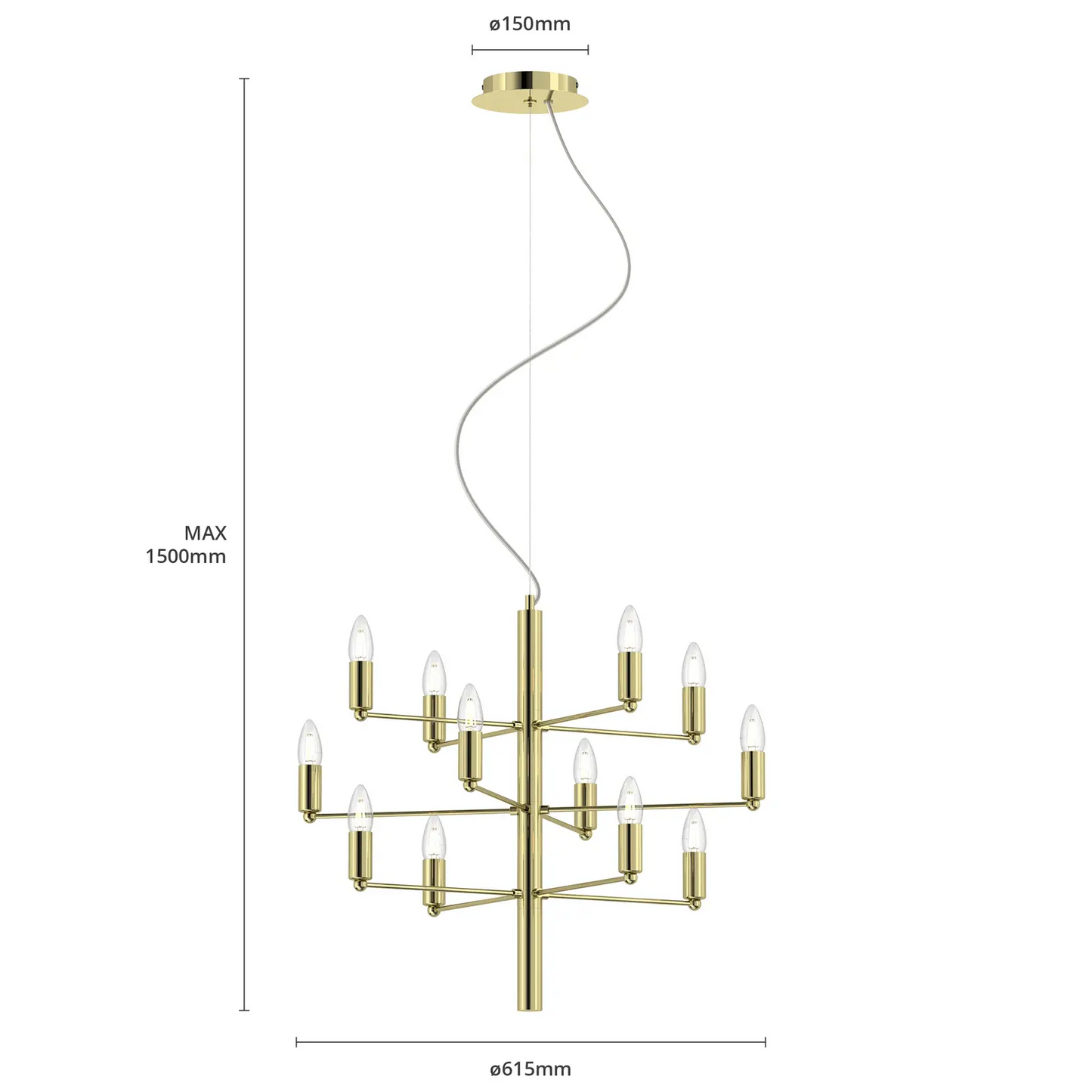 Tadina sietynas, dvylika lempučių, žalvaris