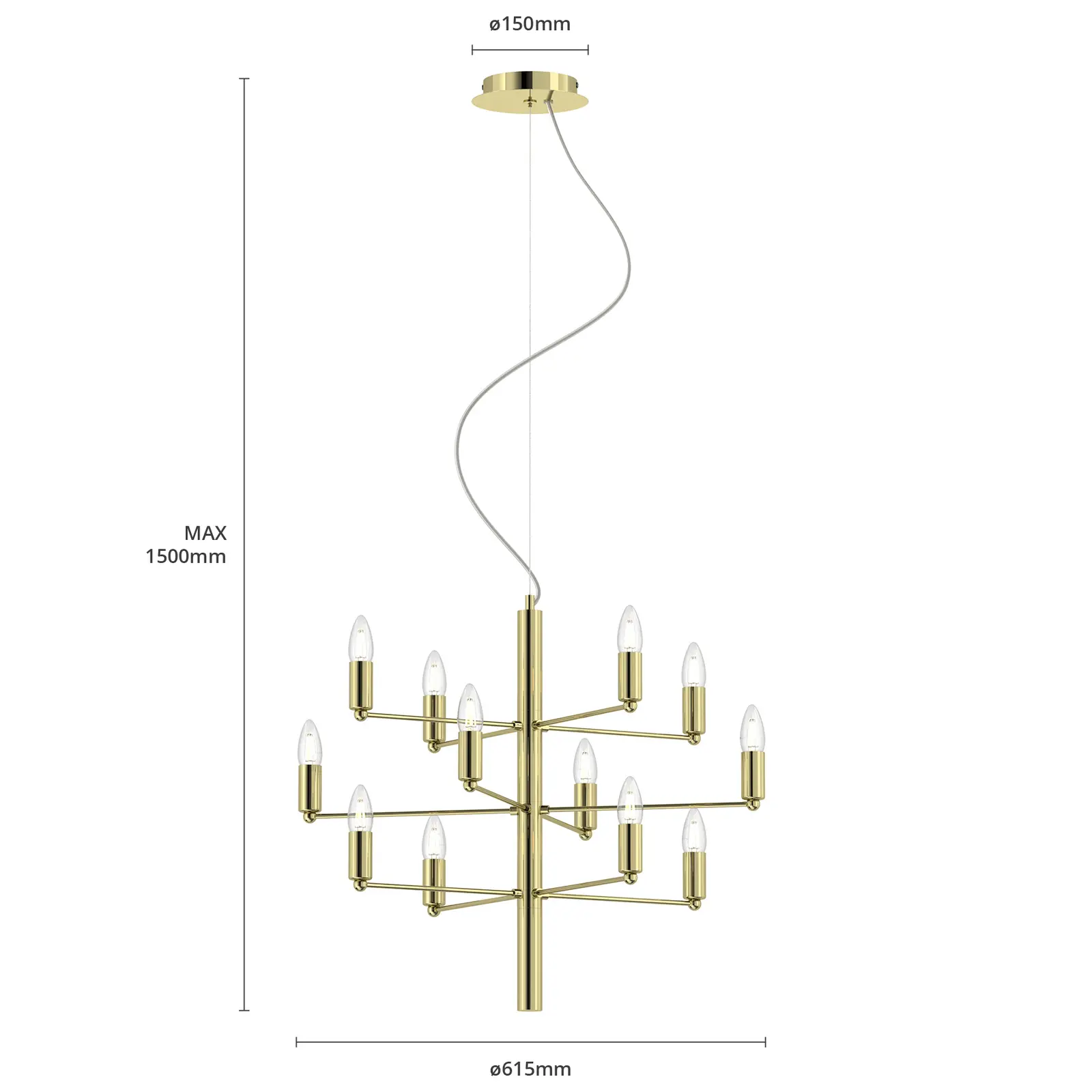 Tadina sietynas, dvylika lempučių, žalvaris