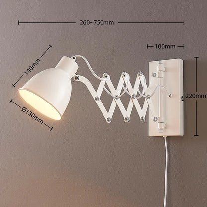 Baltas sieninis šviestuvas skaitymui Merle, ištraukiamas