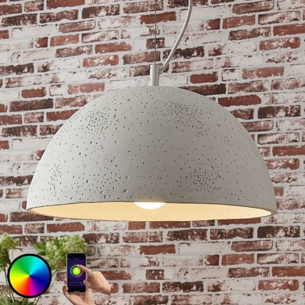 Lindby Smart betoninis pakabinamas šviestuvas Carolle, RGB LED
