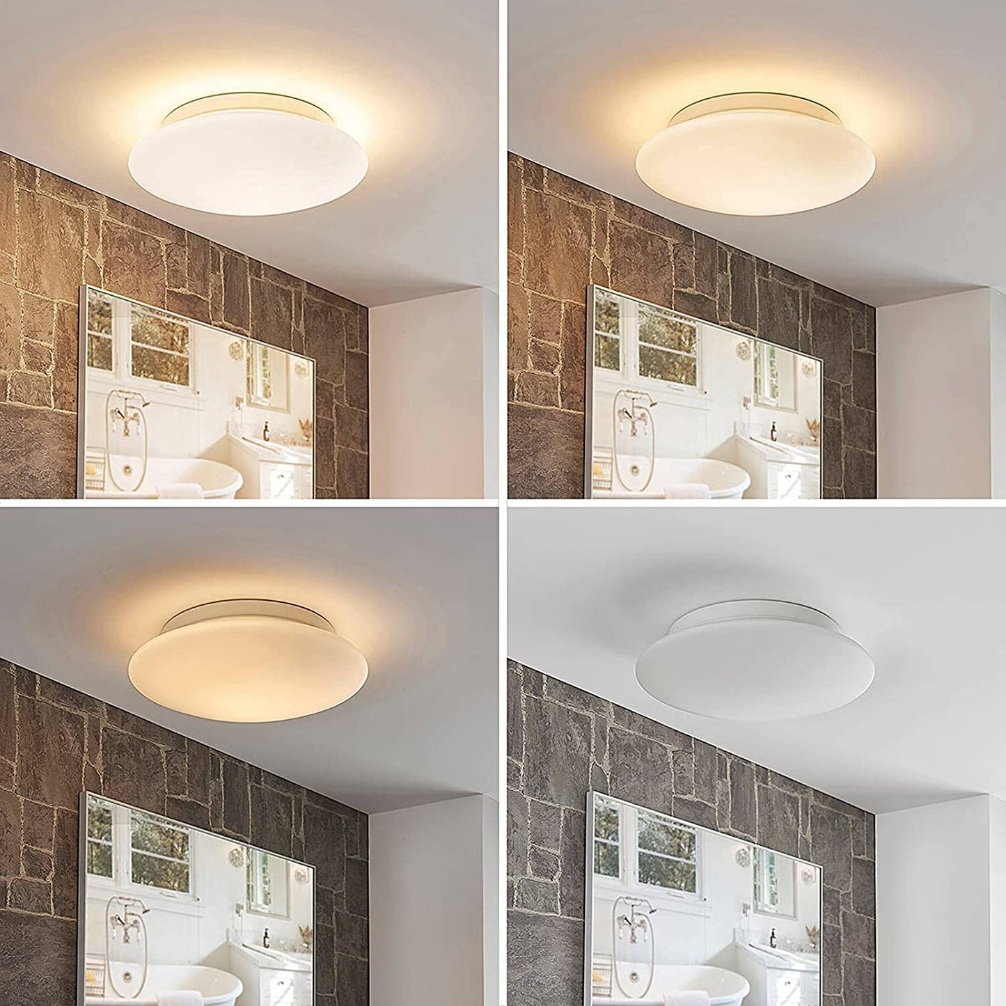 Toan - baltas, reguliuojamas LED stiklo lubinis šviestuvas, IP44