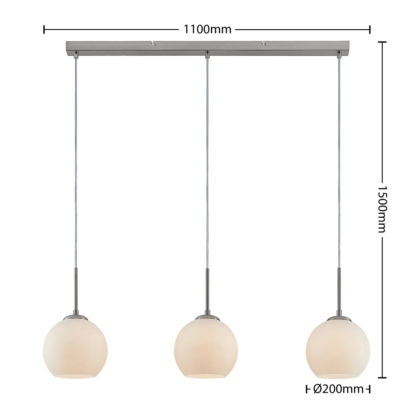 Lindby Sofian pakabinamas šviestuvas, trijų lempučių, baltas