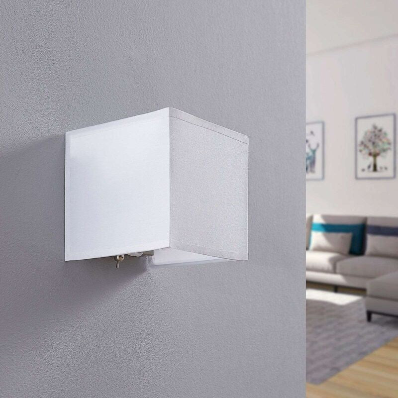 Medžiaginis sieninis šviestuvas Adea su jungikliu, 13 cm, baltas