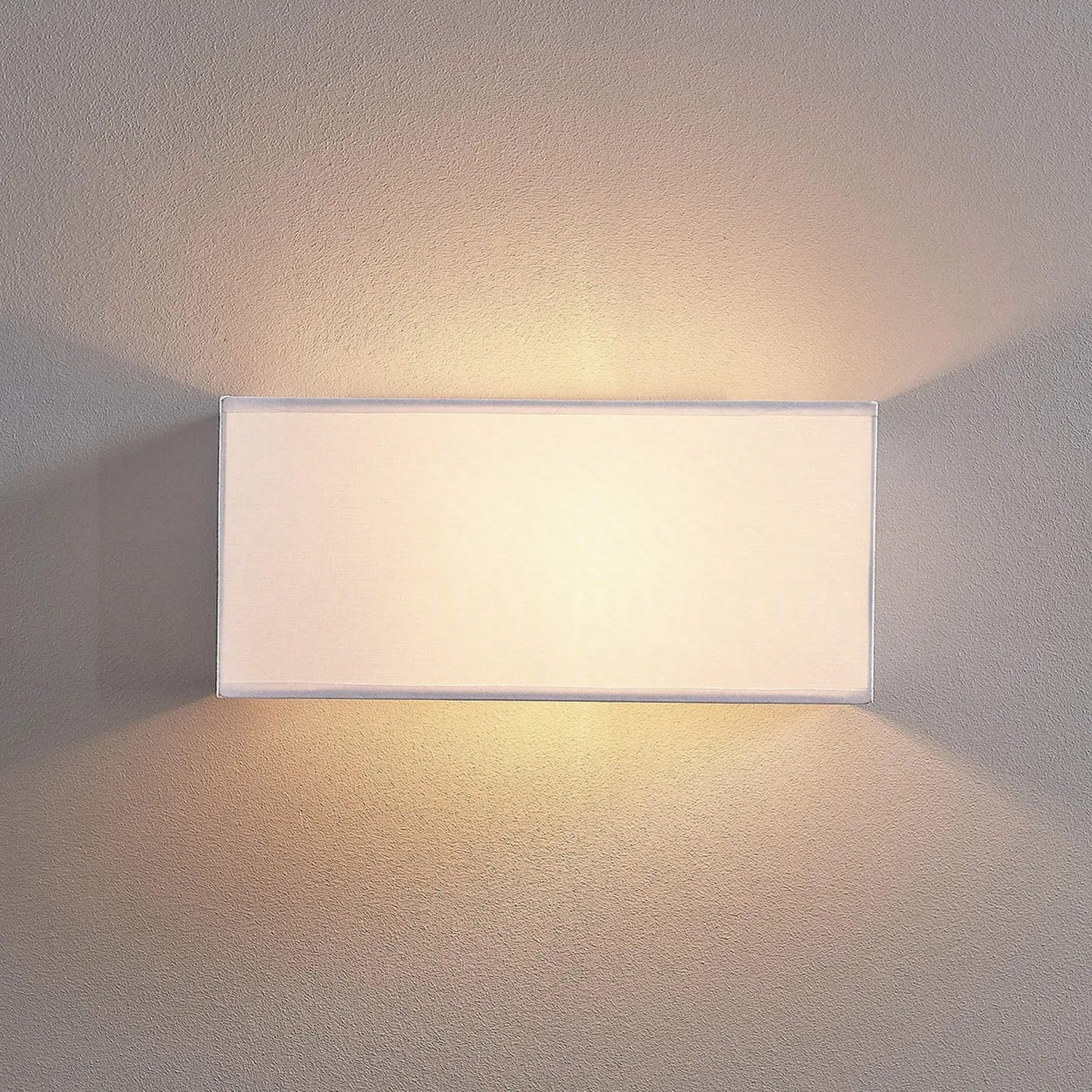 Medžiaginis sieninis šviestuvas Adea, 30 cm, kvadratinis, baltas