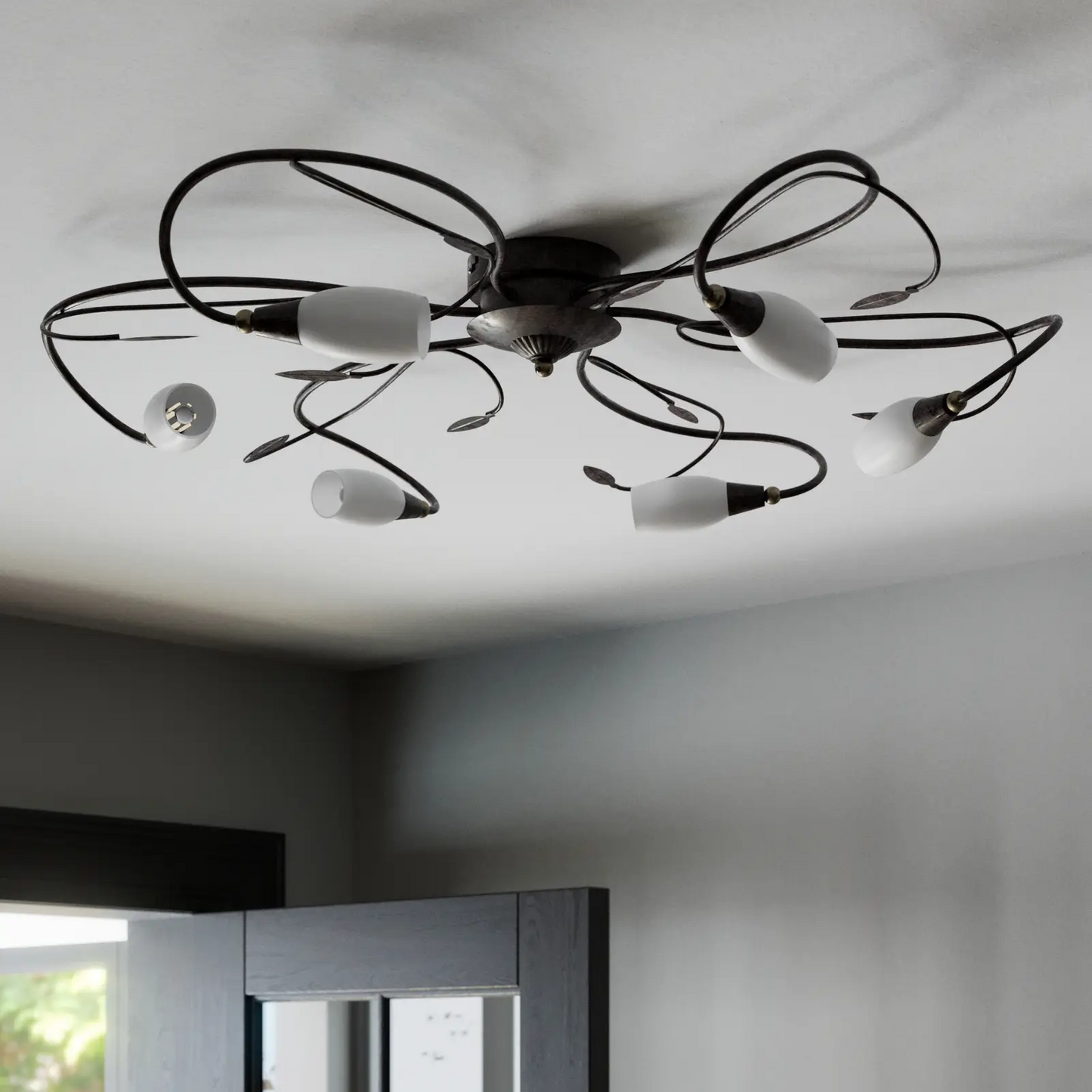 Žaismingas lubinis šviestuvas Claudi, antikvarinis ruda