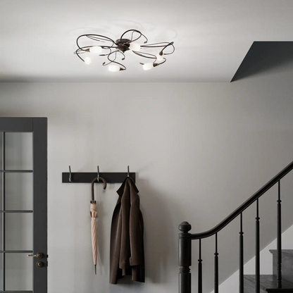 Žaismingas lubinis šviestuvas Claudi, antikvarinis ruda