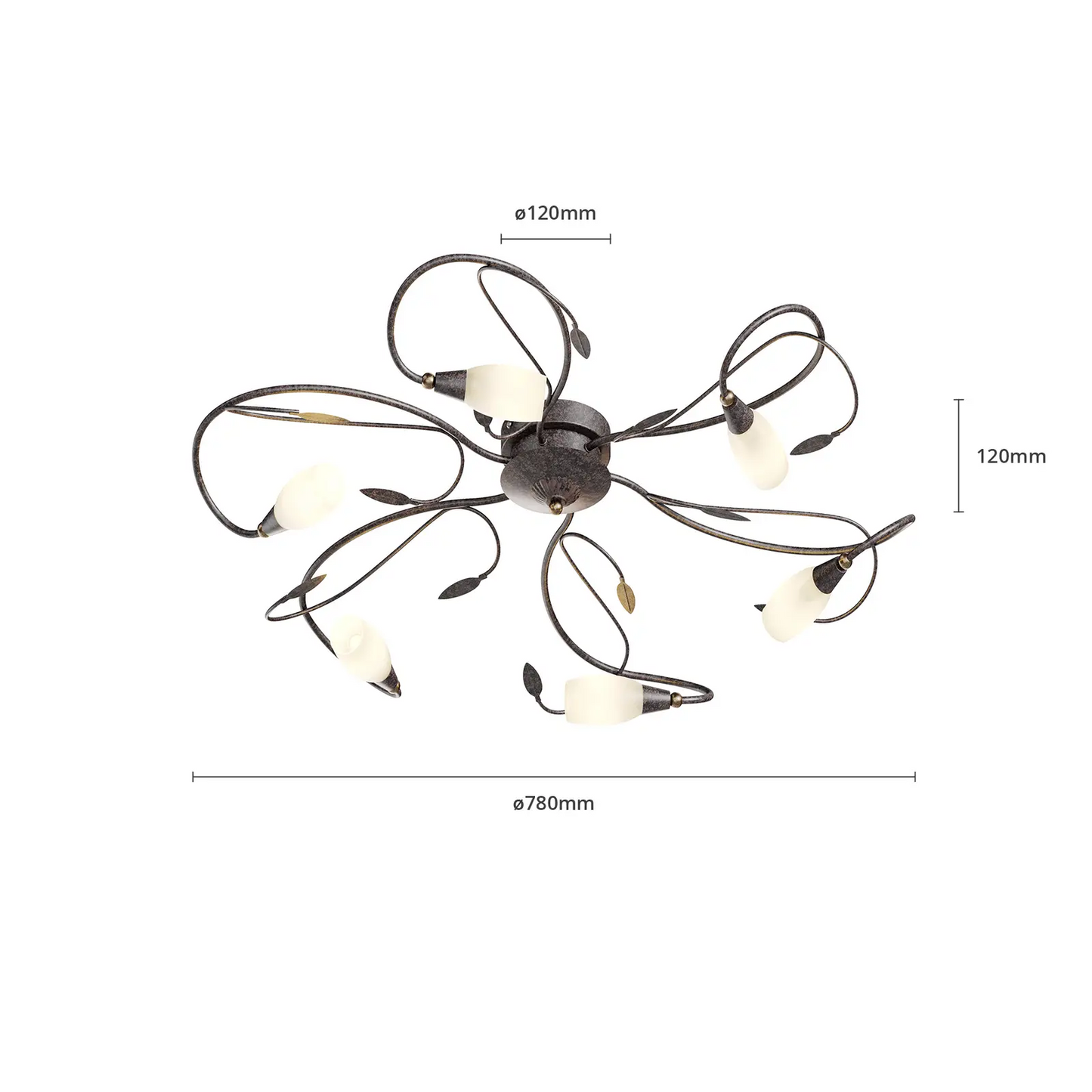 Žaismingas lubinis šviestuvas Claudi, antikvarinis ruda