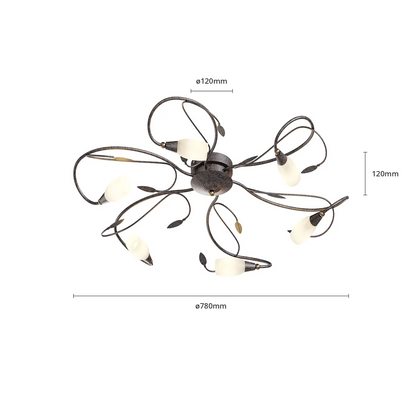 Žaismingas lubinis šviestuvas Claudi, antikvarinis ruda