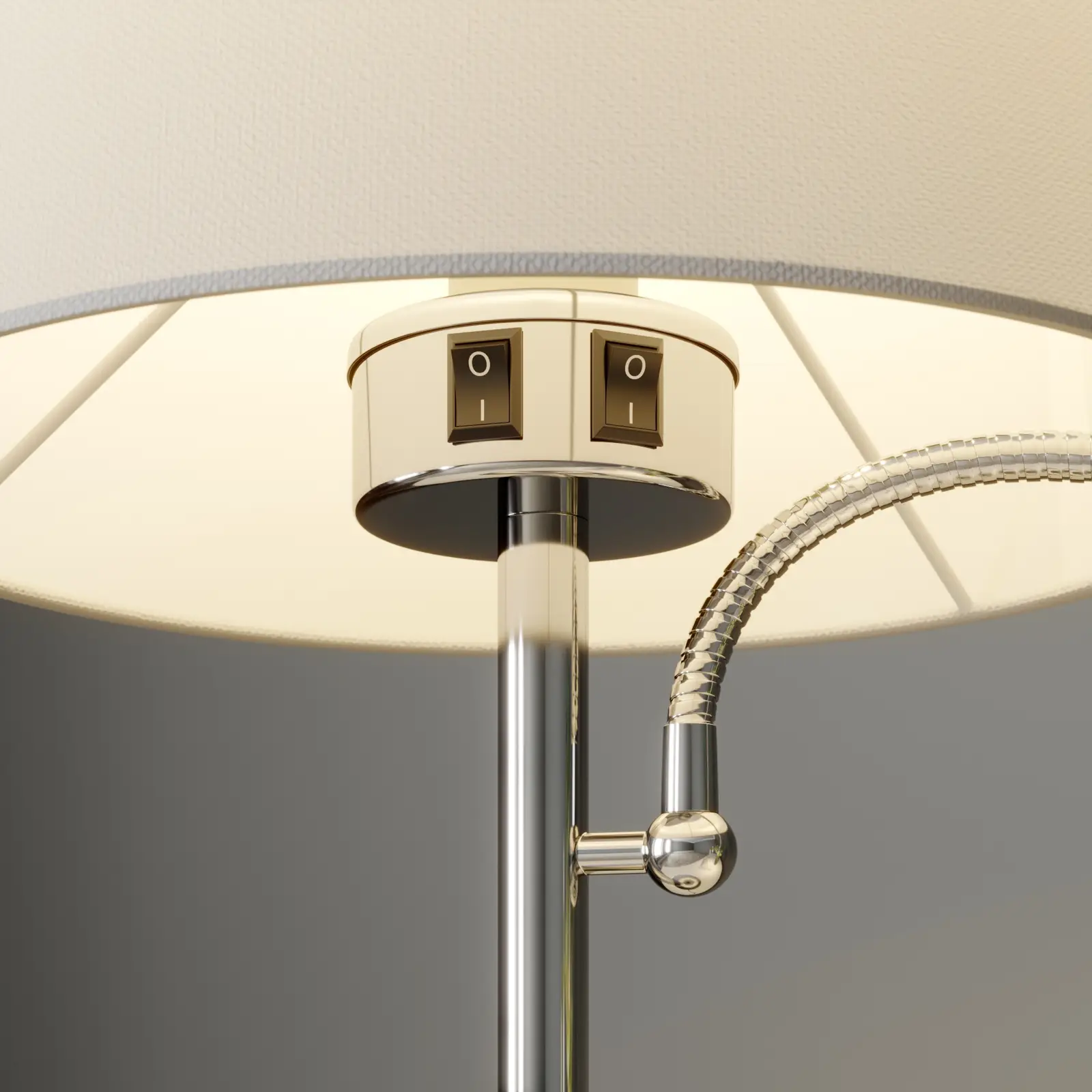 Medžiaginis stalinis šviestuvas Benjiro su LED skaitymo lempa