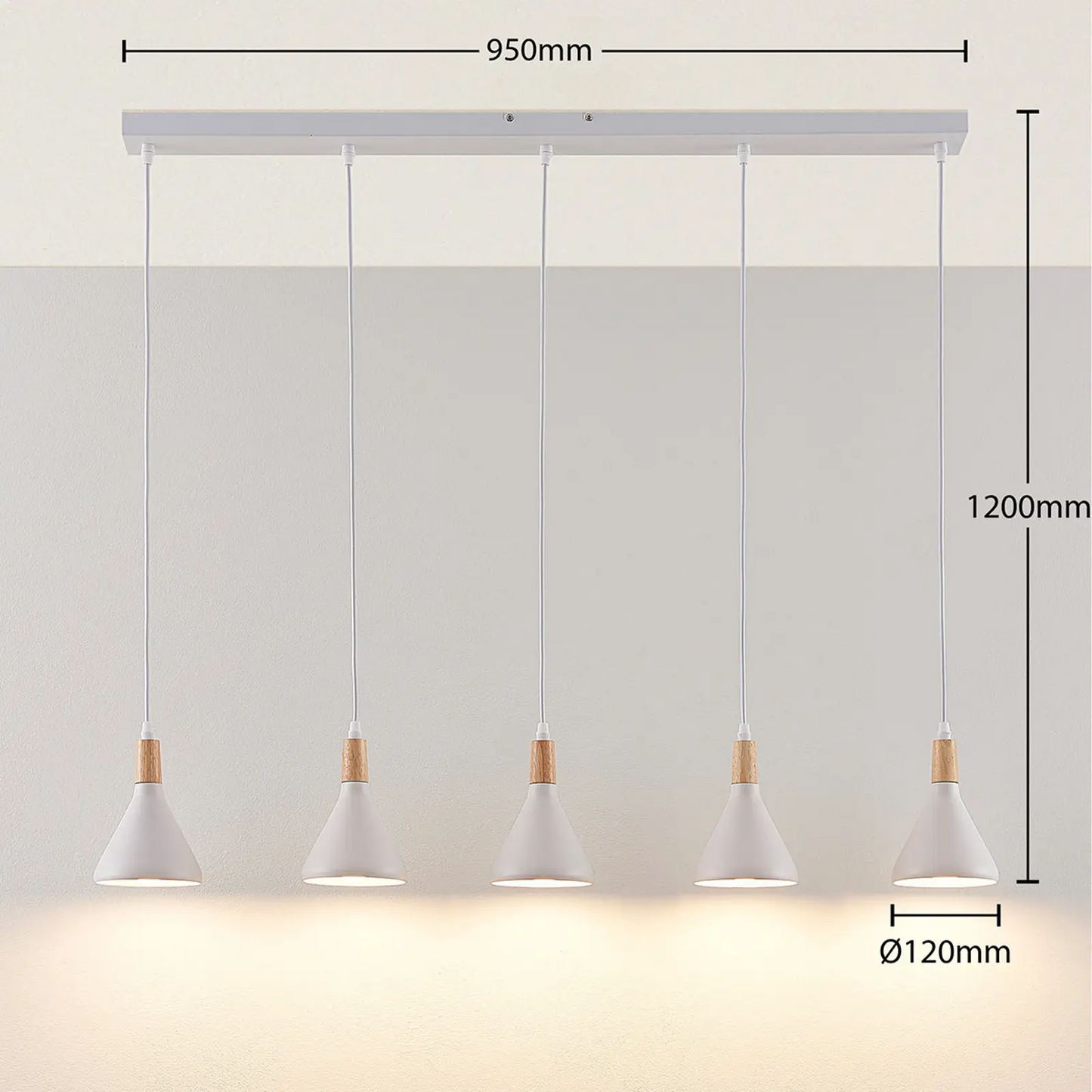 LED pakabinamas šviestuvas Arina baltos spalvos, 5 lemputės