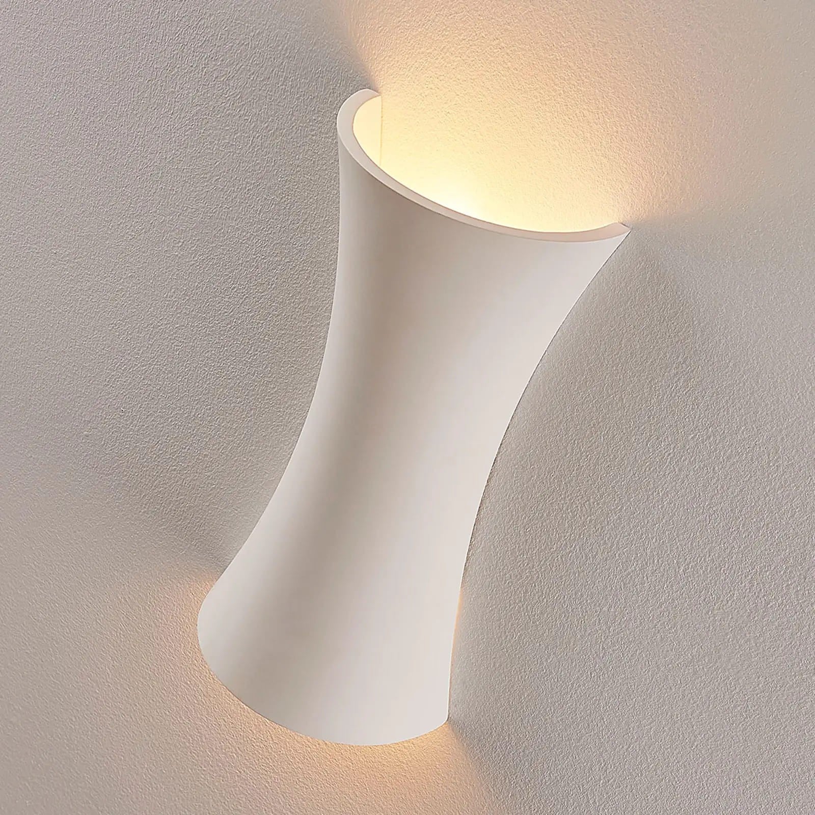 Gipsinis sieninis šviestuvas Edon baltas, įgaubtas, 30 cm