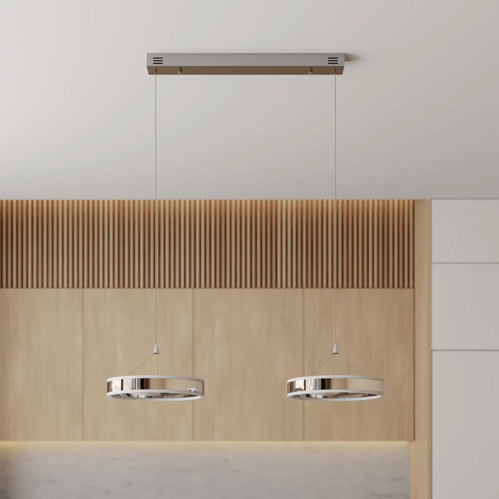 Lyani LED pakabinamas šviestuvas, 2 žiedai vienas šalia kito