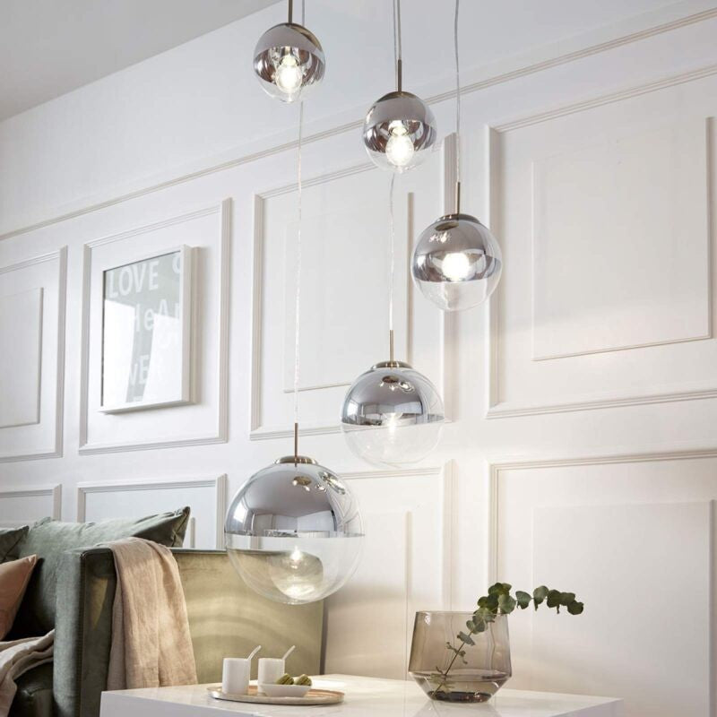 Ravena pakabinamas šviestuvas su stikliniais rutuliais, 5 šviestuvai