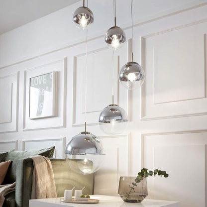 Ravena pakabinamas šviestuvas su stikliniais rutuliais, 5 šviestuvai