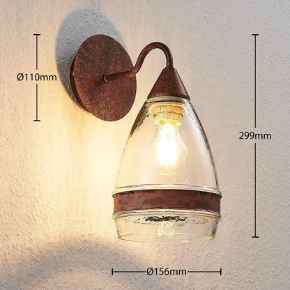 Millina stiklo sieninis šviestuvas, rūdžių rudas