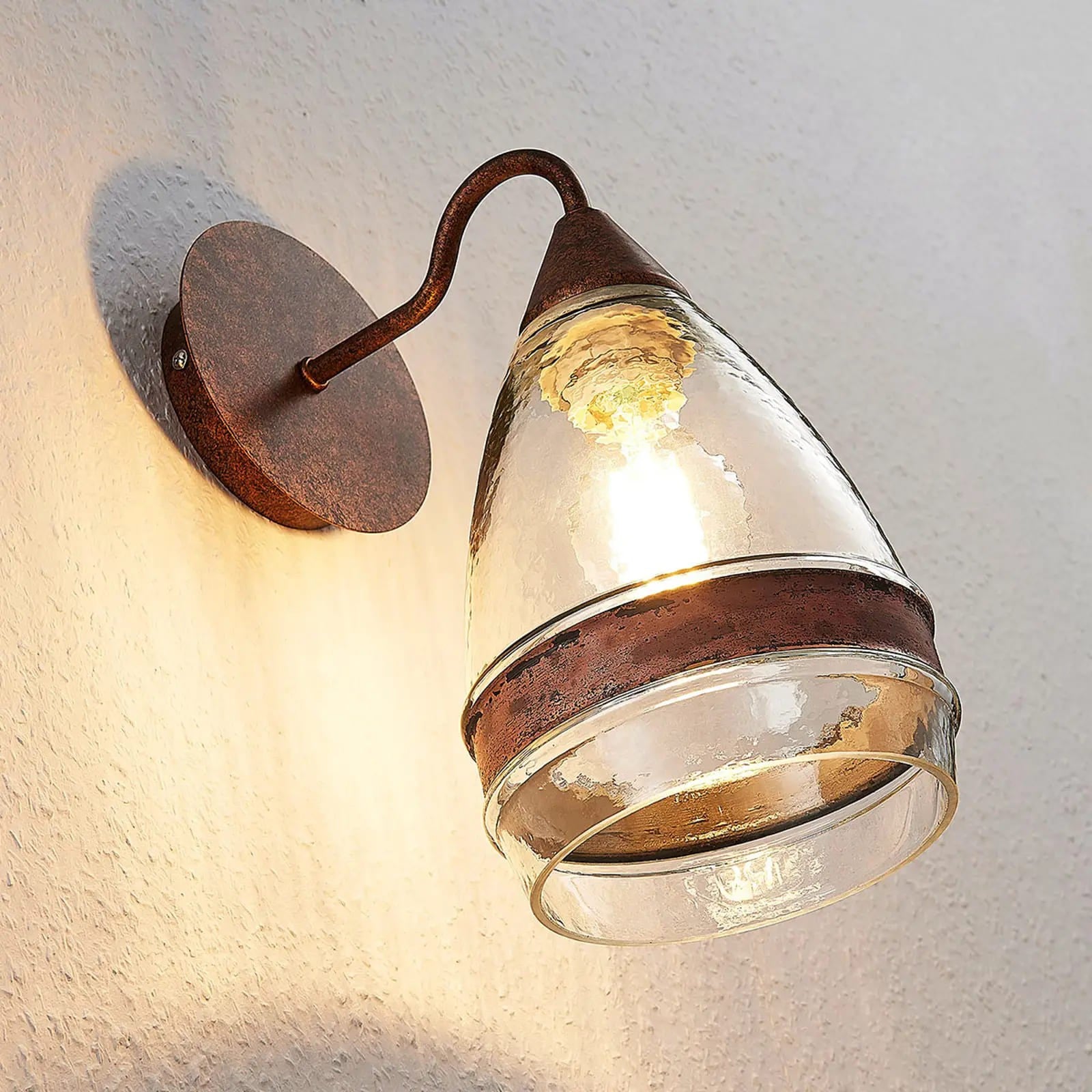 Millina stiklo sieninis šviestuvas, rūdžių rudas
