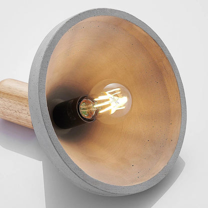 Betoninis pakabinamas šviestuvas Caisy su medžiu, apvalus