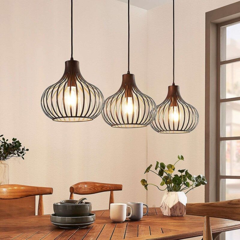 Lindby Frances pakabinamas šviestuvas, rudas, 3 lempučių