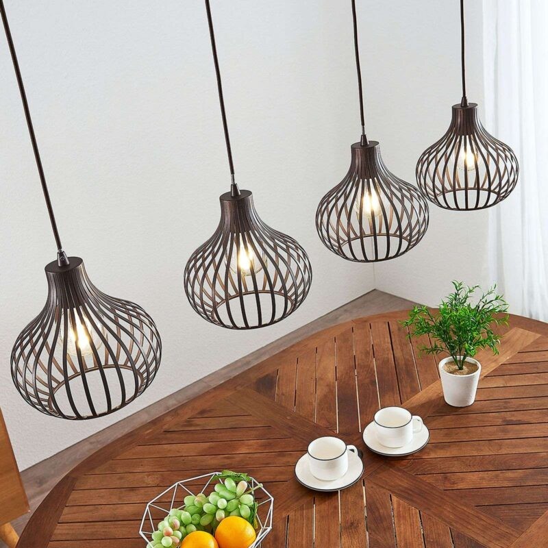 Lindby Frances pakabinamas šviestuvas, rudas, 4 lempučių.