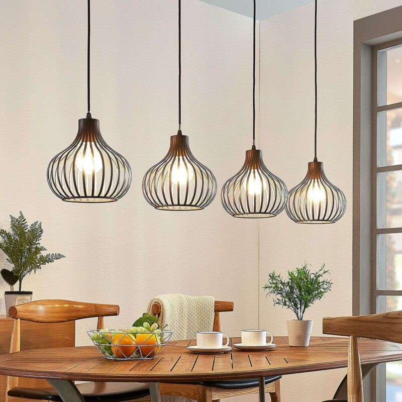 Lindby Frances pakabinamas šviestuvas, rudas, 4 lempučių.