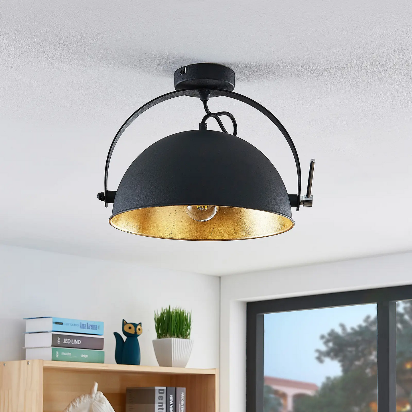 Lubinis šviestuvas Muriel, juodas/auksinis