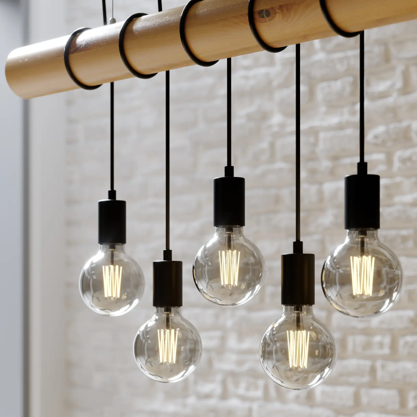 Eviton medinis pakabinamas šviestuvas, šešių lempučių, natūralus