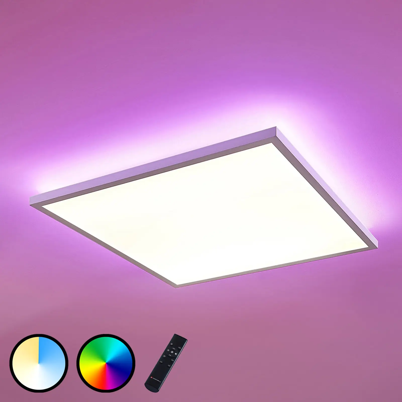 LED skydelis Brenda CCT su nuotolinio valdymo pulteliu, 60 x 60cm