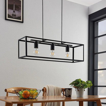 Juodos spalvos pakabinamas narvelis Emily, 3 šviestuvai