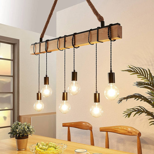 Pakabinamas šviestuvas Cintia su medžiu, šešių liepsnų