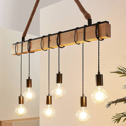 Pakabinamas šviestuvas Cintia su medžiu, šešių liepsnų