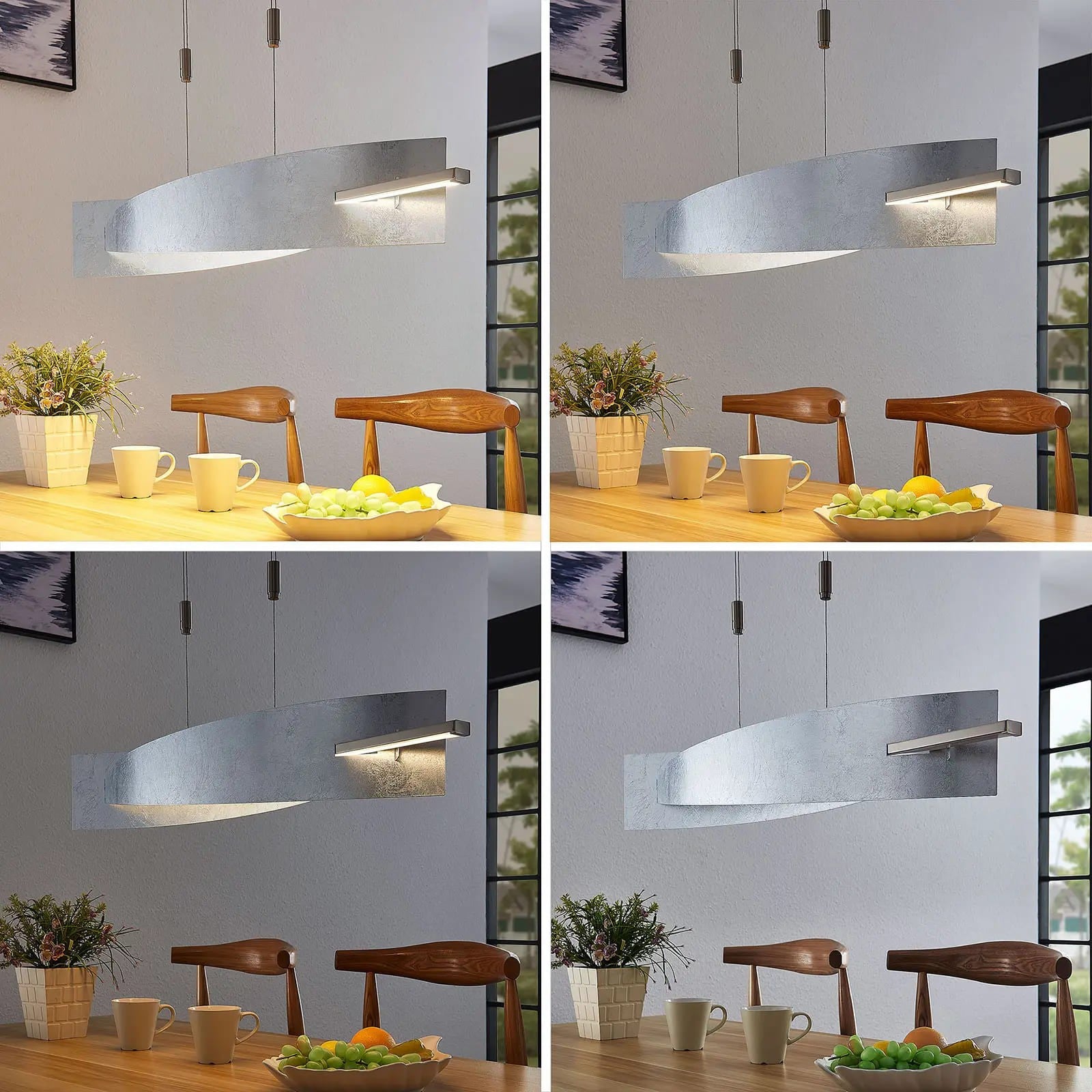 Marija LED pakabinamas šviestuvas, vertikalus gaubtas, sidabrinis