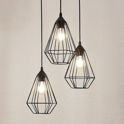 Pakabinamas šviestuvas Elda su narveliais, komplektuojamas, juodas