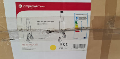 Pakabinamas šviestuvas Elda su narveliais, komplektuojamas, juodas