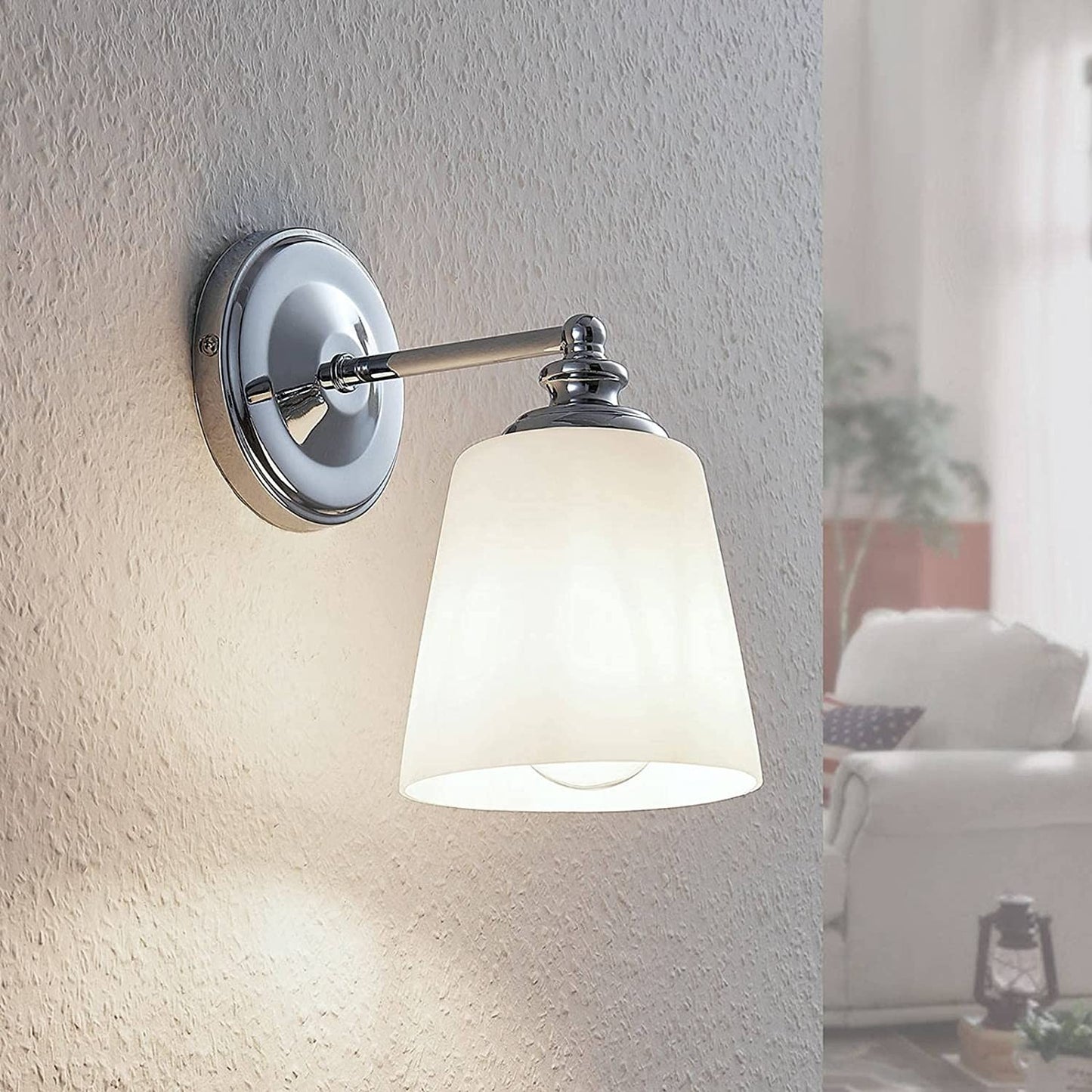 Yola sieninis šviestuvas su stiklo gaubtu, chromas