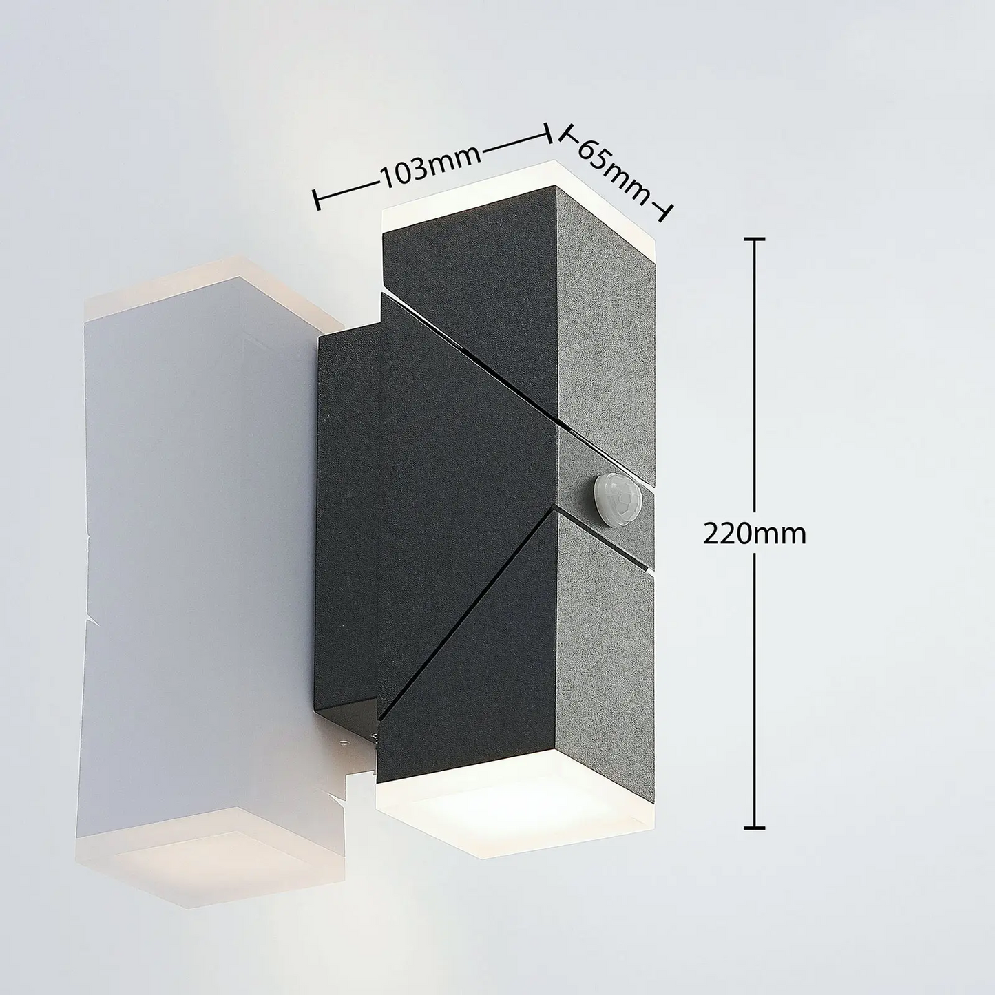 LED lauko sieninis šviestuvas Sally, 2 lemputės su jutikliu