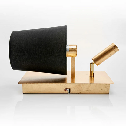 Sieninis šviestuvas Aiden su LED skaitymo lempute, juodas, auksinis