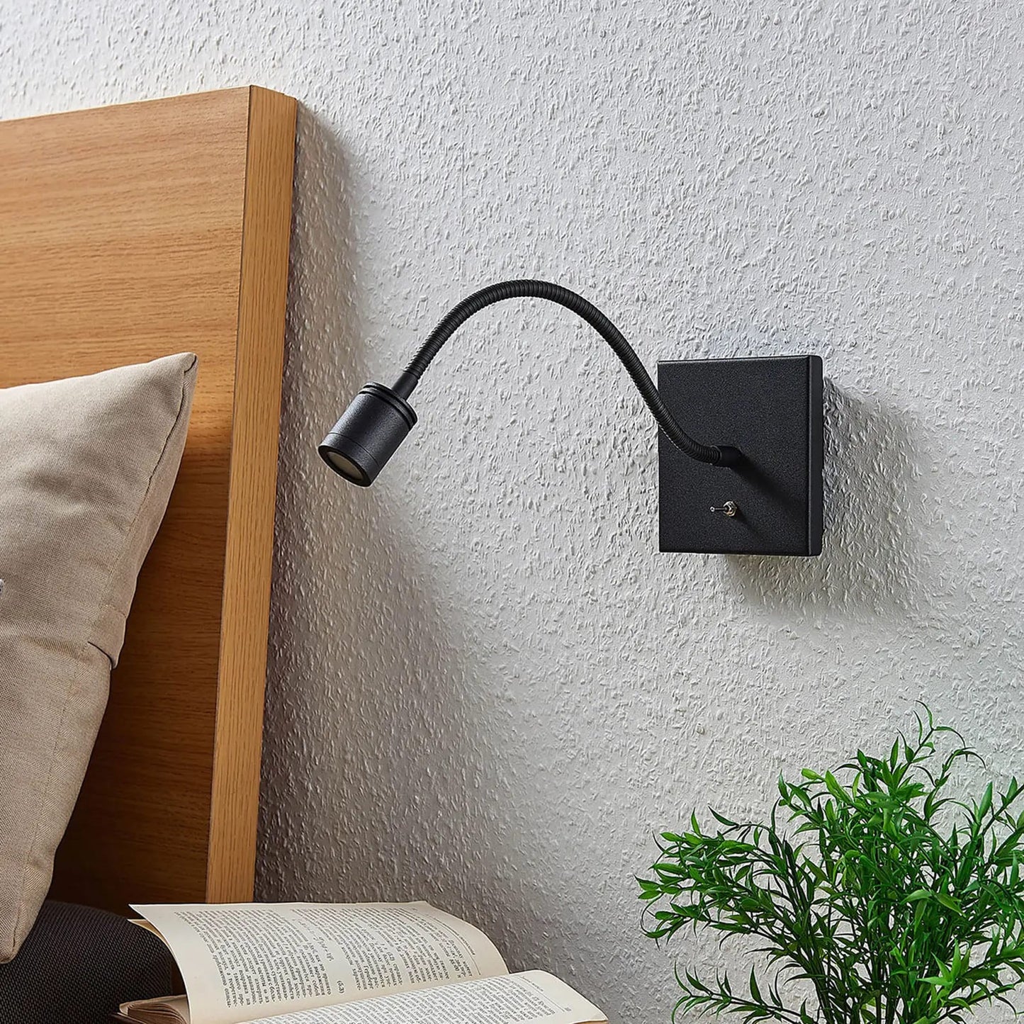 Mayar LED sieninis skaitymo šviestuvas su lanksčia rankena, juodas