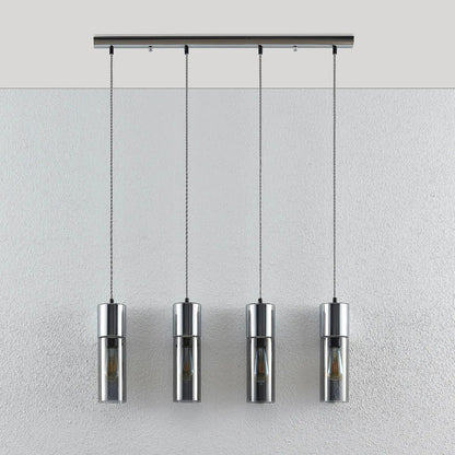 Pakabinamas šviestuvas Eleen su 4 rūkyto stiklo cilindrais