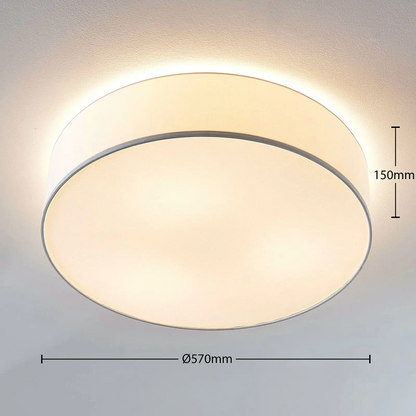 Baltos spalvos medžiaginis lubinis šviestuvas Gordana, 57 cm