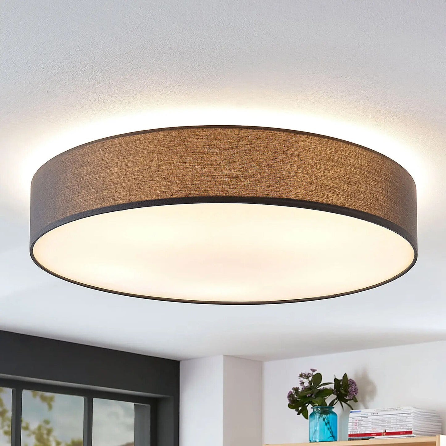 Medžiaginis lubinis šviestuvas Gordana pilkos spalvos, 76 cm