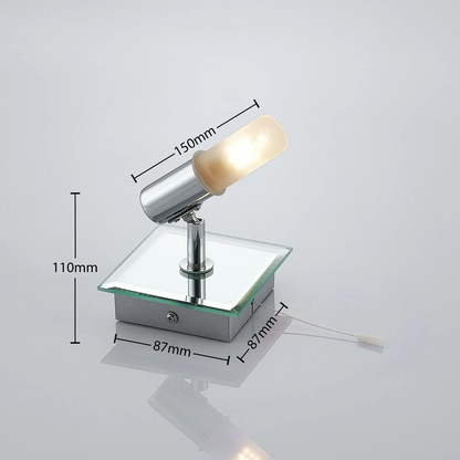 Sieninis šviestuvas Zela, vonios kambario šviestuvas su patraukiamu jungikliu