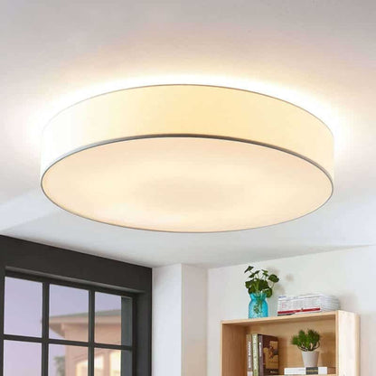 Baltos spalvos medžiaginis lubinis šviestuvas Gordana, 98 cm